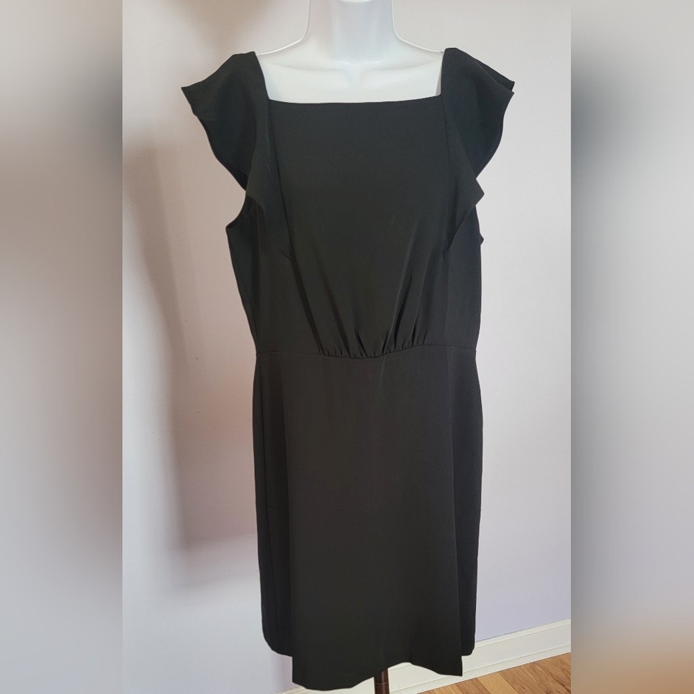 Ann Taylor LOFT Elegant Flutter Sleeve Black Women's Dress